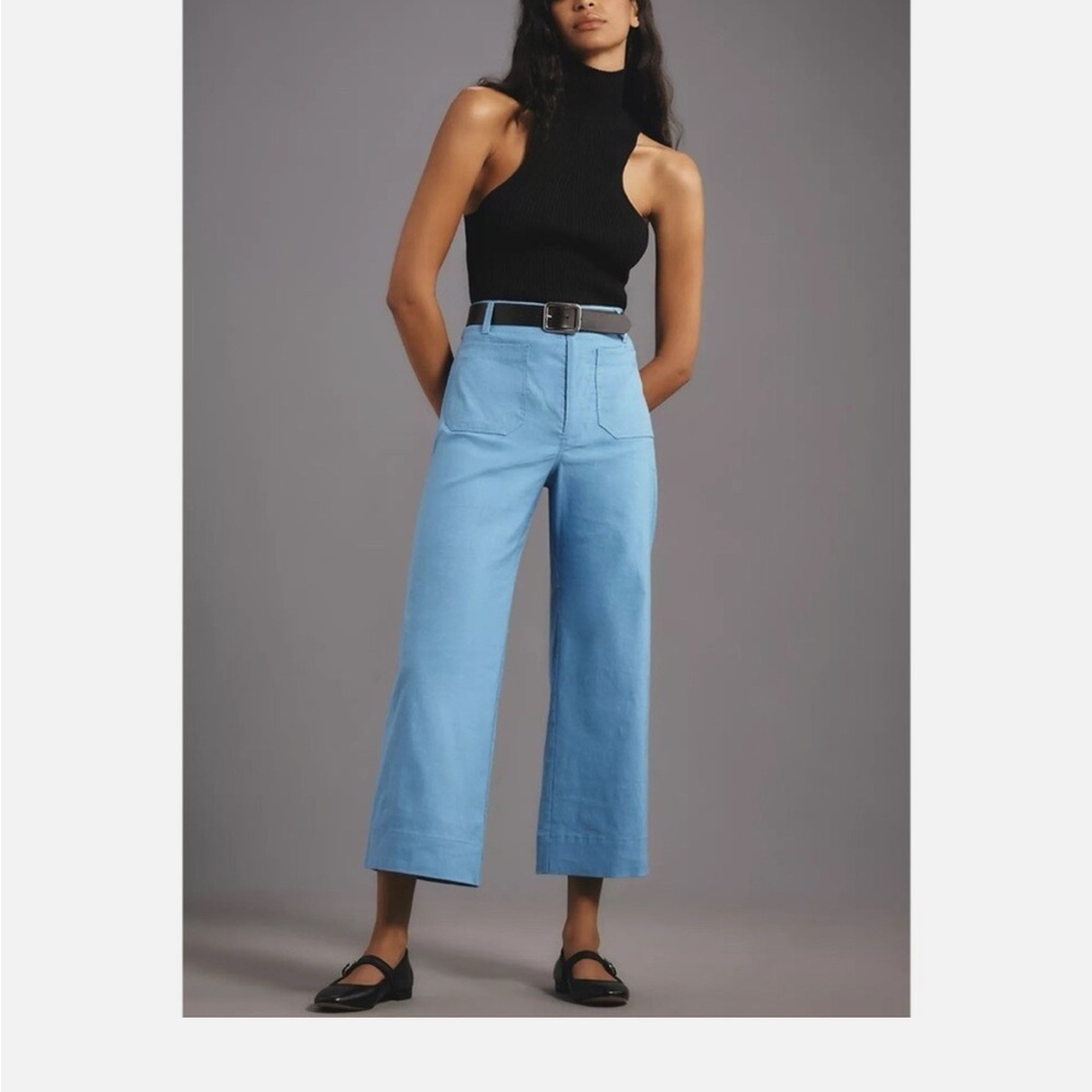 The Colette Linen Blend Crop Wide-Leg Pants by Maeve